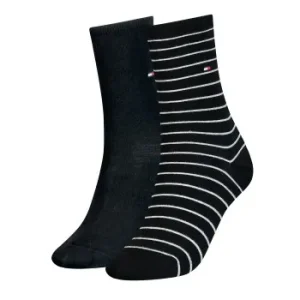 Tommy Hilfiger Strømper 2P Classic Small Stripe Socks Sort Str 39/42 Dame