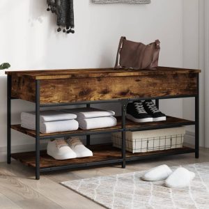Skobænk 100×42,5×50 cm konstrueret træ røget egetræsfarve