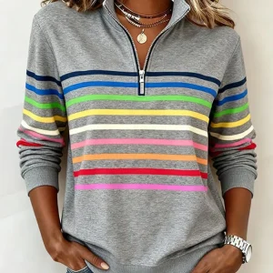 Wien – Regnbuestribet Sweatshirt med lynlås