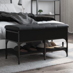 Skobænk 82x42x45 cm konstrueret træ sort