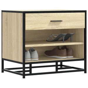 Skobænk 60x40x53,5 cm konstrueret træ og metal sonoma-eg