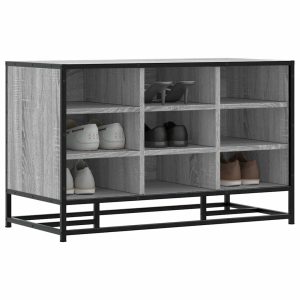 Skobænk 84x40x53,5 cm konstrueret træ og metal grå sonoma-eg