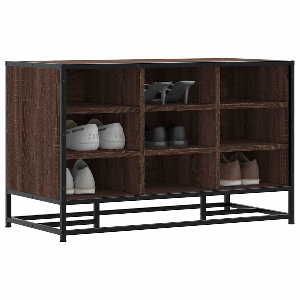 Skobænk 84x40x53,5 cm konstrueret træ metal brun egetræsfarve - Billede 2