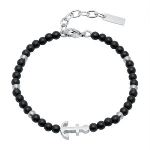 Armbånd med Anker og Onyx – 18 til 21 cm