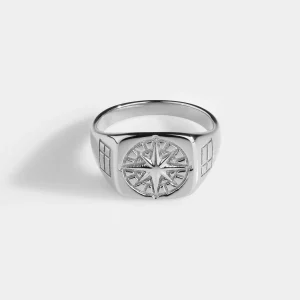 Compass Signature – Sølvtonet ring – Str. 6 – Herre – Northern Legacy