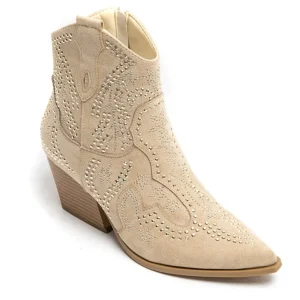 Jacqueline dame cowboystøvler 9676A – Beige