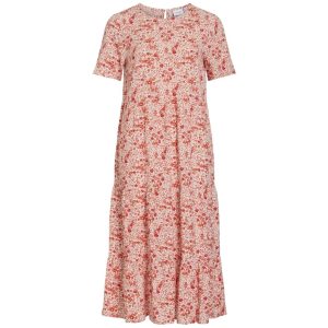 VILA dame kjole VIPADDINA – Cloud Dancer RED FLOWERS