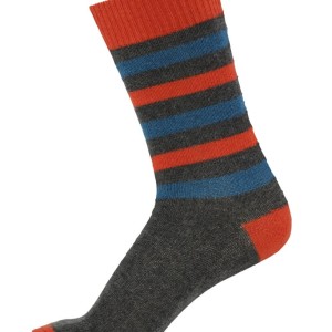 Uldsokker med cashmere til mænd, grå stribet, str. 40-45