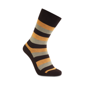iZ Sock bambusstrømper med tykke striber i orange og brun – OUTLET