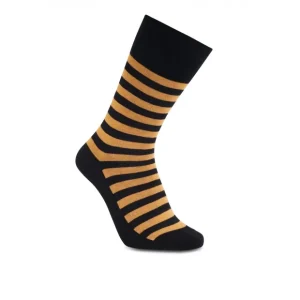 iZ Sock stribede bambusstrømper i sort og orange – OUTLET