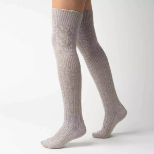 Over-Knee Kraftig Uld Damestrømper – Beige str. 35-37